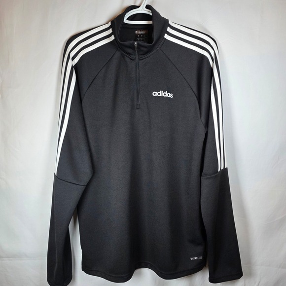 adidas Other - Adidas Climalite 1/4 Zip Pullover Mens Medium Black White Stripes DY3145